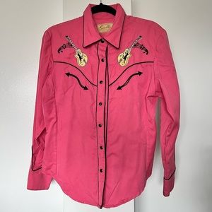 RARE Scully Pink Rock & Roll Western Pearl Snap